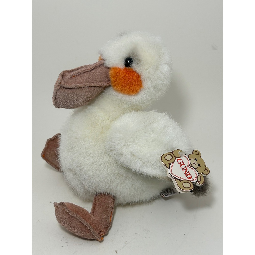 Gund Vintage 1987 Pelican‎ Plush White Orange Bird Stuffed Animal Toy 2481